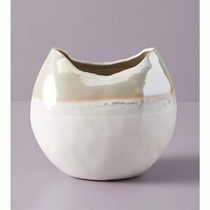 Anthropologie Ceramic Stoneware White Cream Crescent Moon Vase